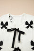 Ribbon Tie Front Bow Jacquard Knit Cardigan